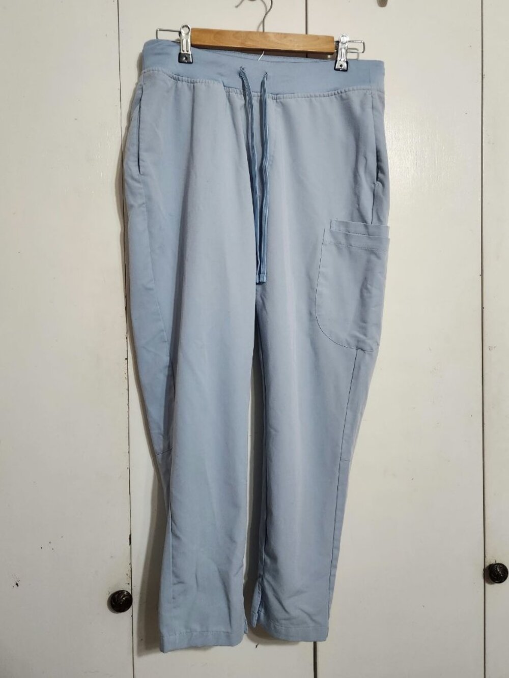 Mandala Equa-Tek Womens Scrub Pants PM Petite Medium Light Blue Drawstring FLAWS